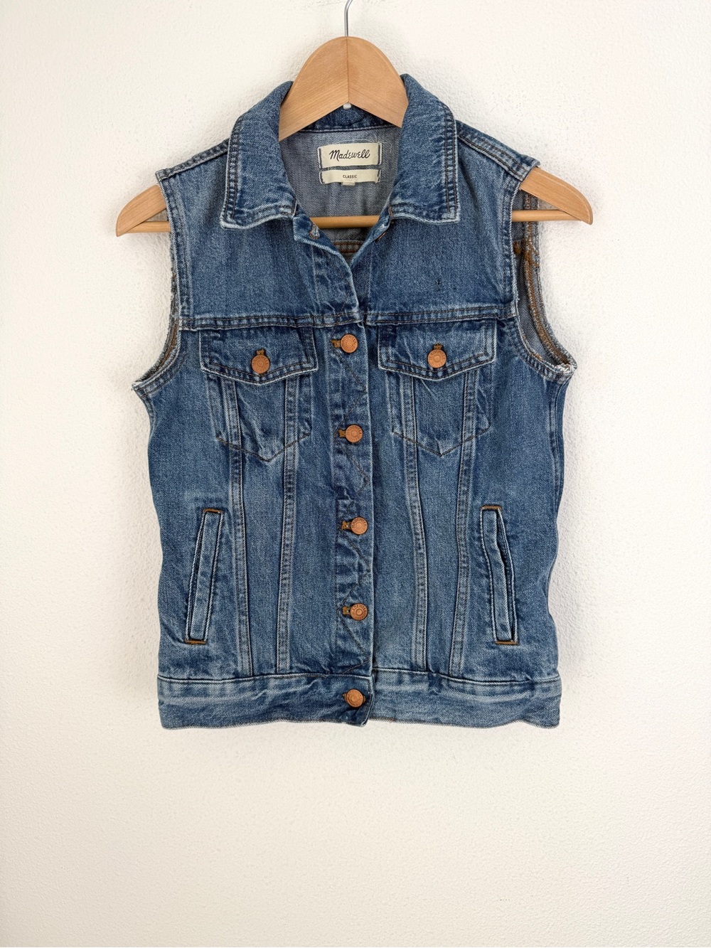 Madewell Blue Denim Vest DIY - Classic Sleeveless Jean Jacket Small READ